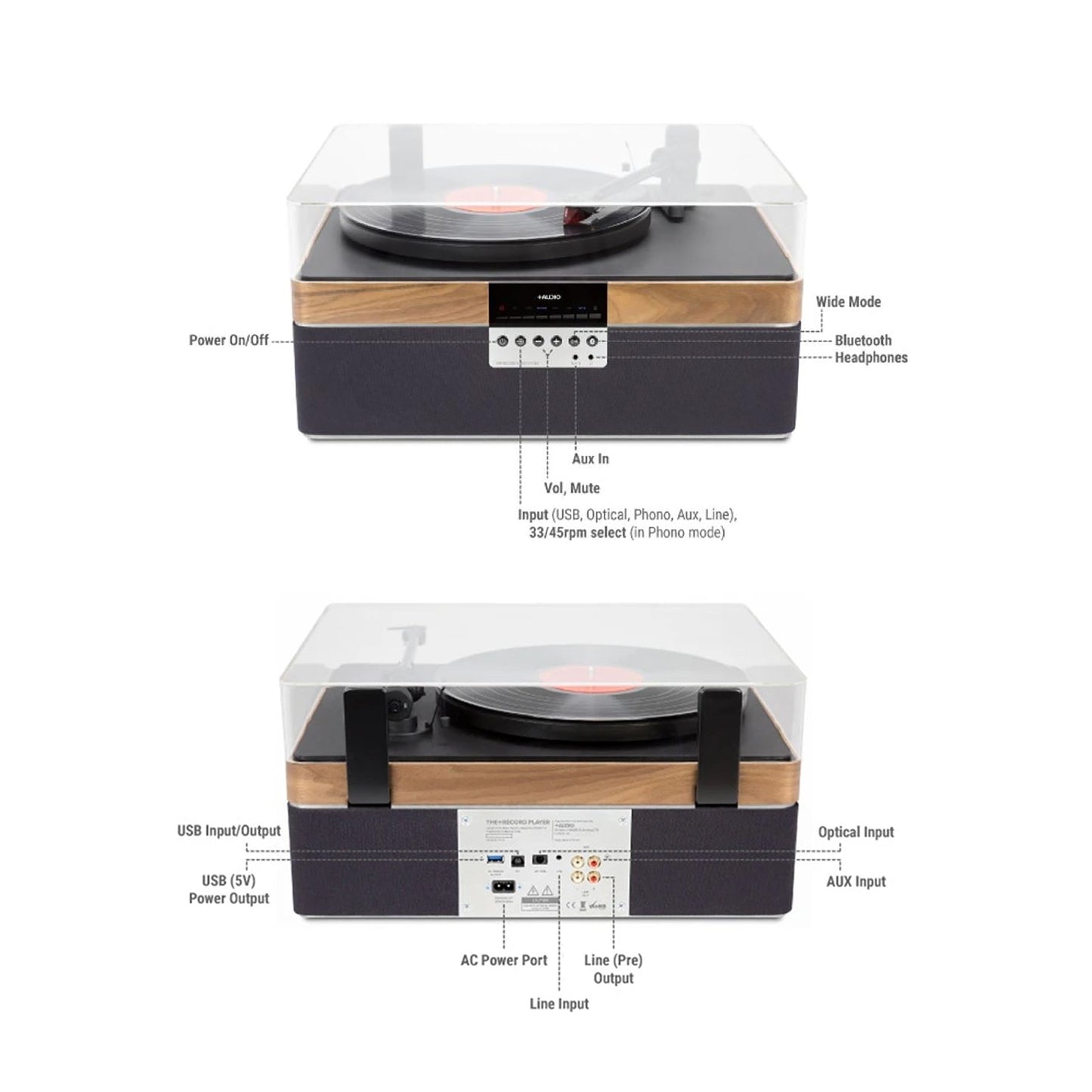 Plus Audio: The +Record Player Turntable + Integrated Audio System w/ Bluetooth